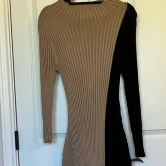 Lane Bryant Mock Neck Tan Colorblock Midi Sweater Dress Plus Size 18/20 NWOT - Picture 9 of 9